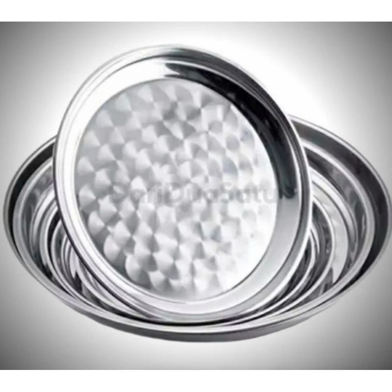 Nampan bulat stainless polo Baki bulat stainless 30,40,45,50cm
