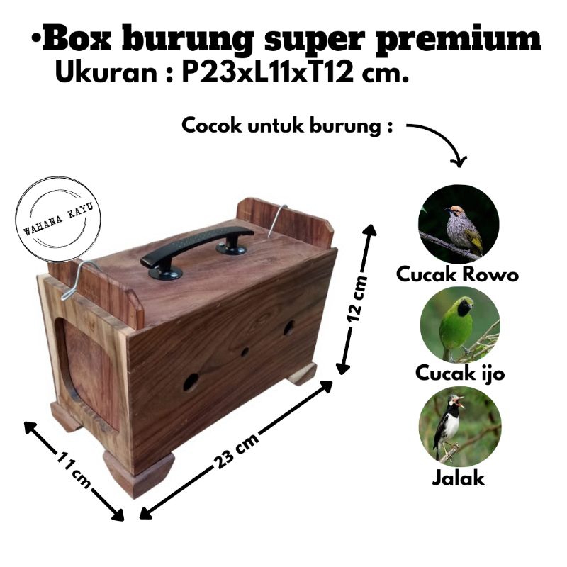 Box burung super premium kayu sonokeling, box bawa burung