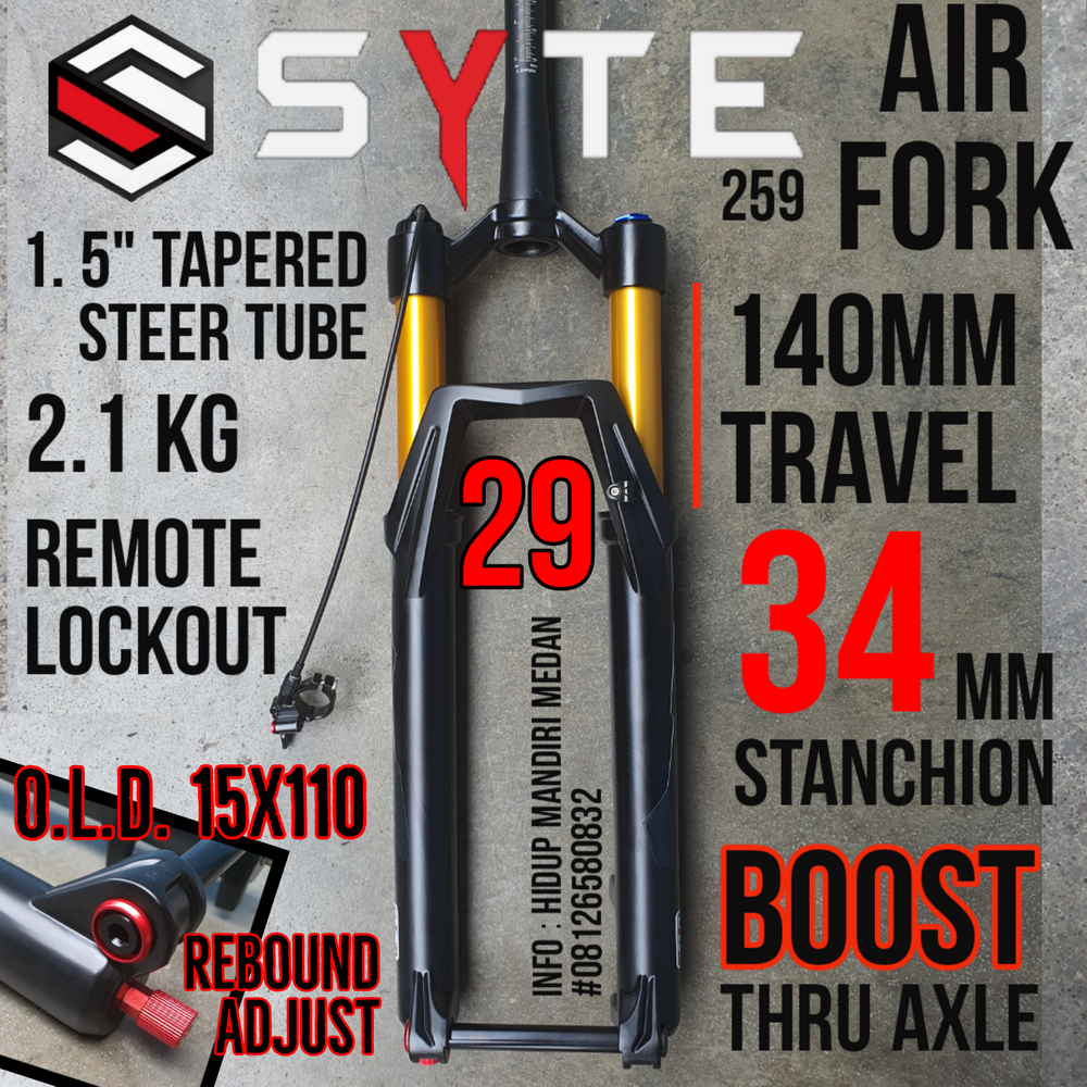 Fork SYTE Air 27.5 Boost Tapered T140 Remote Lock TA 15 x 110 Kashima 259-7 BUKAN Ion Venom. XLR8
