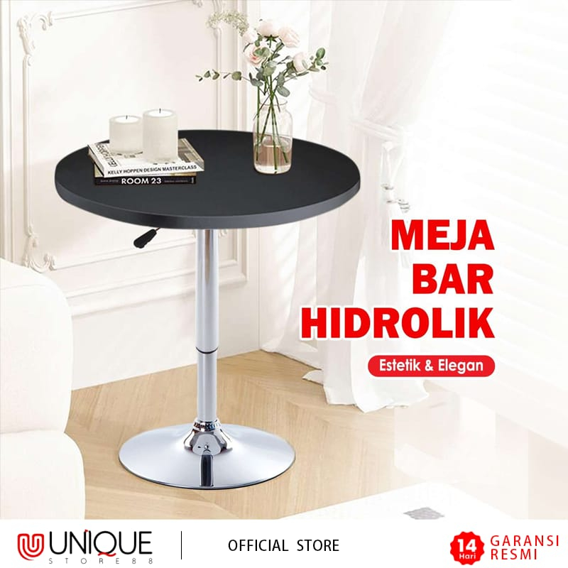 Meja Bar Hidrolik Meja Bulat Minimalis Meja Cafe Mewah Meja Bar Bulat Cantik Serbaguna Bahan Besi MDF Premium - Z5A2