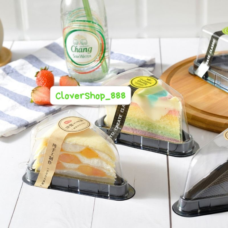 10pcs Korean Tray Mika Segitiga / Mika Slice Cake / Cake Box Mika Mini