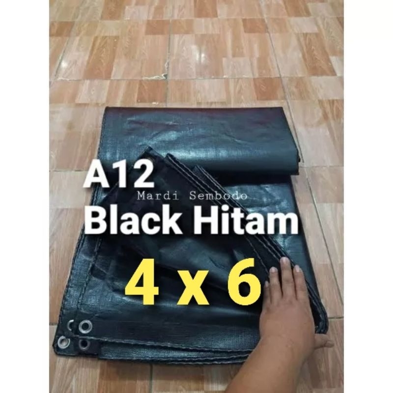 Terpaulin Terpal tebal A12 Hitam ukuran 4x6 meter