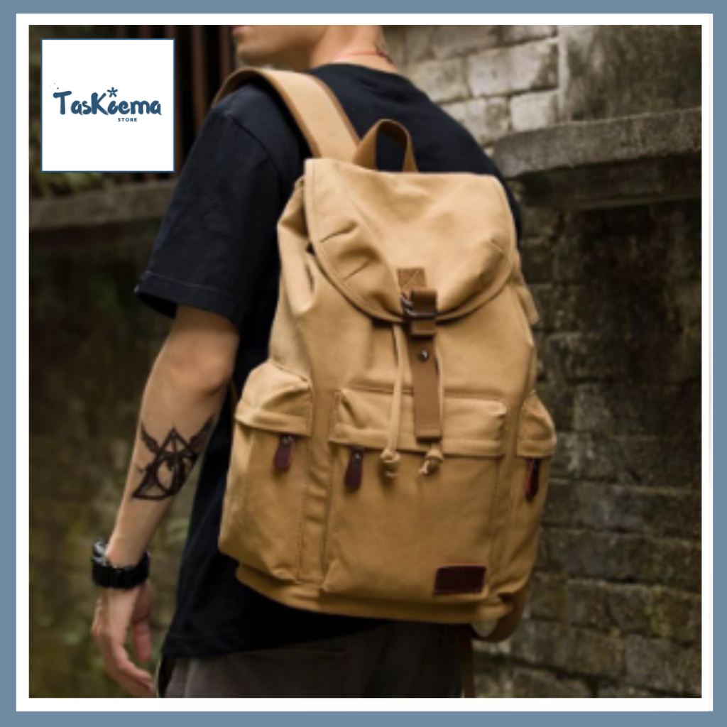 [BISA COD] RANSEL KANVAS PREMIUM RANSEL KANVAS PRIA WANITA TAS PUNGGUNG BY TASKOEMA