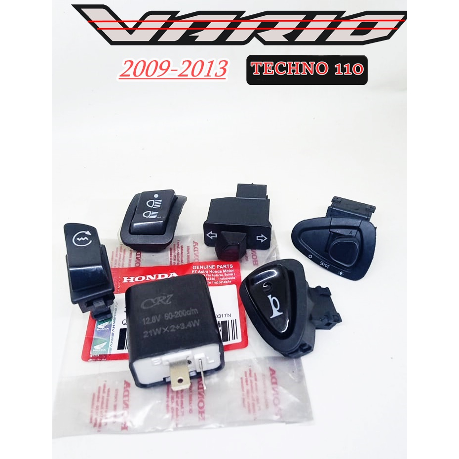 Paket Saklar Tombol Set Vario Techno Tekno 110 2009 - 2013 Plus Flaser (Sudah Dim 3 Titik)