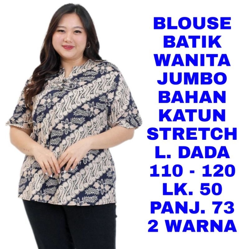 WK BLOUSE BATIK MODERN WANITA JUMBO LD. 110 120 BAJU ATASAN SERAGAM MODEL TERBARU