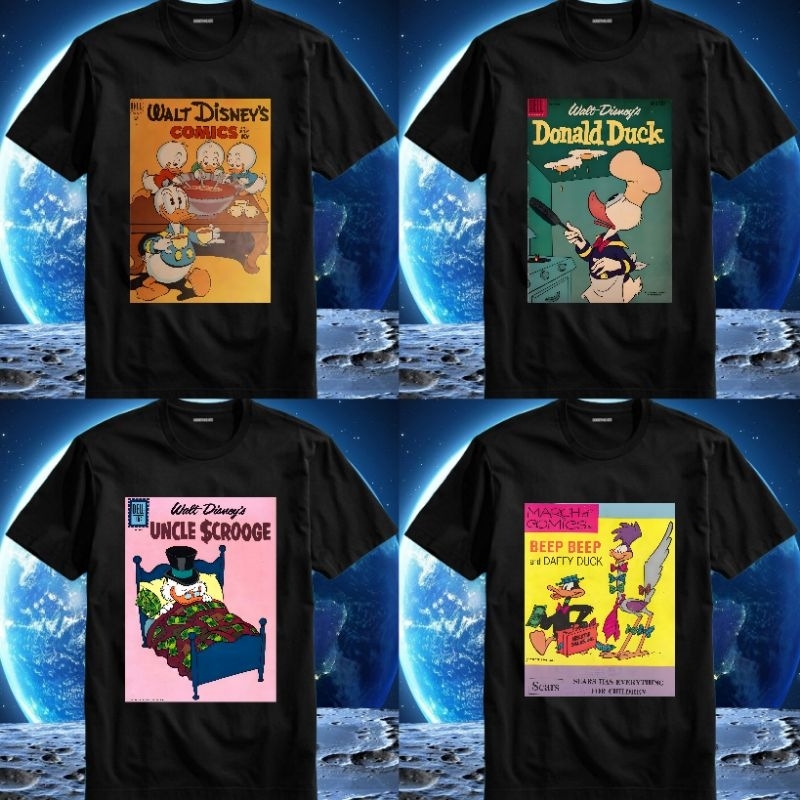 Baju Kaos Tshirt T Shirt Pria Laki Cowok Cewek Perempuan Unisex Kartun Donal Donald Bebek Duck Uncle