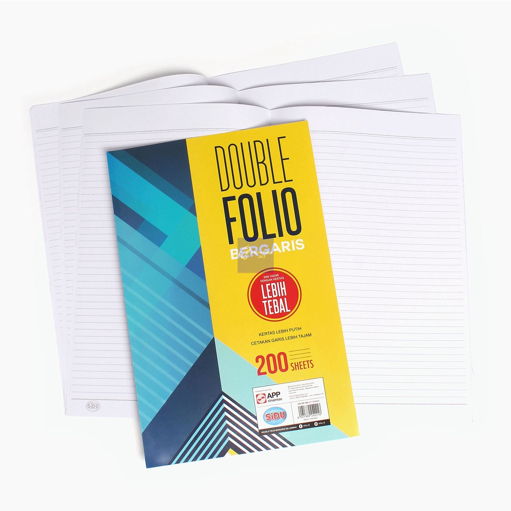 

SIDU - Kertas Double Folio Bergaris 200 Lembar - Per Pack