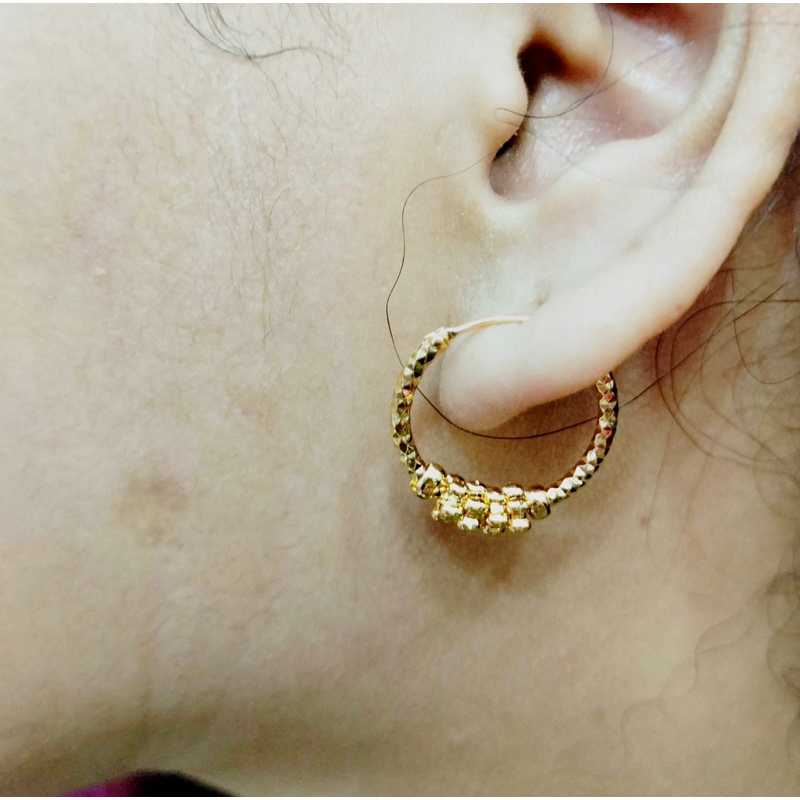 Anting wanita gipsy polos kecil anting lapis emas anting yaxiya anting xuping