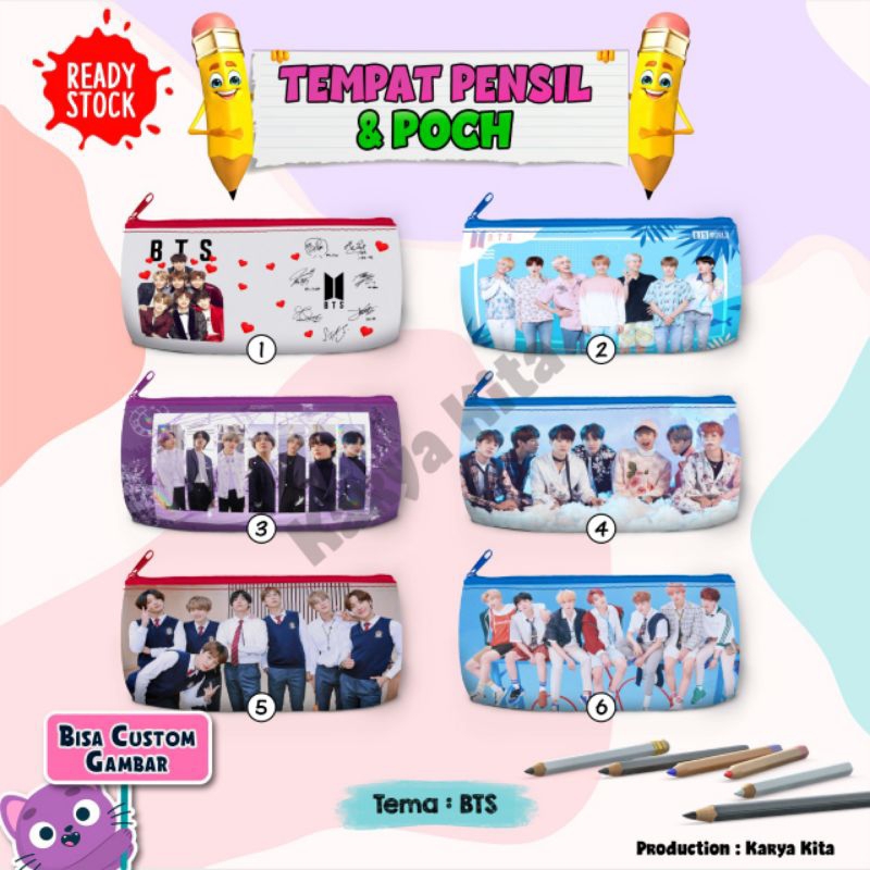 

PENCIL CASE/TEMPAT PENCIL/MOTIF KARAKTER BTS