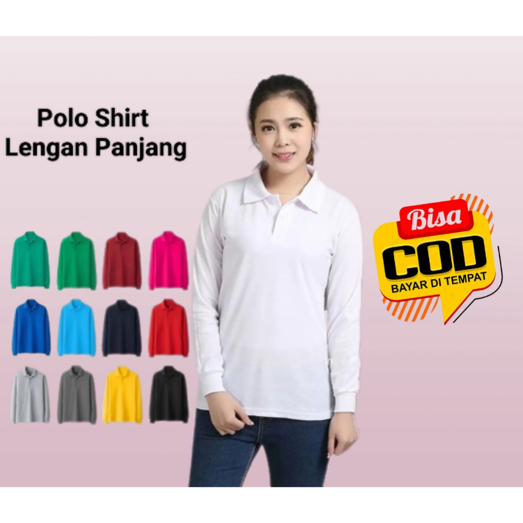 Baju Kaos Polo Kerah Wanita Lengan Panjang/Kaos Polos Wanita/Kaos Wanita Lengan Panjang/Kaos Seragam