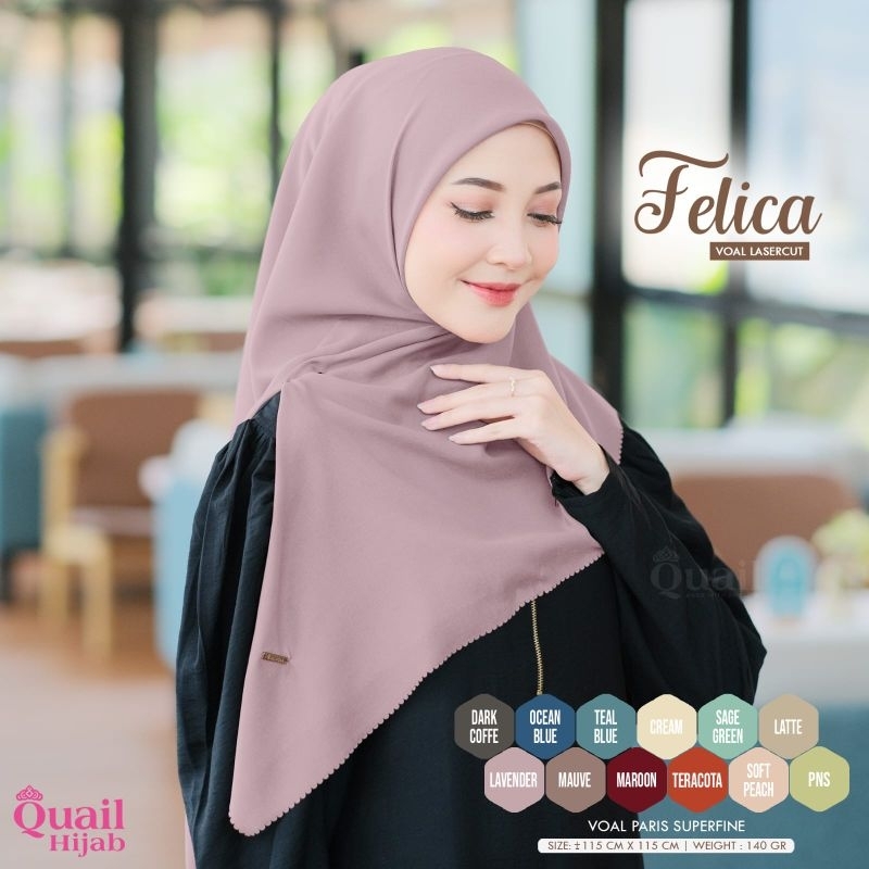 Square Felica by Quail Hijab | Hijab Lasercut | Hijab Segi Empat