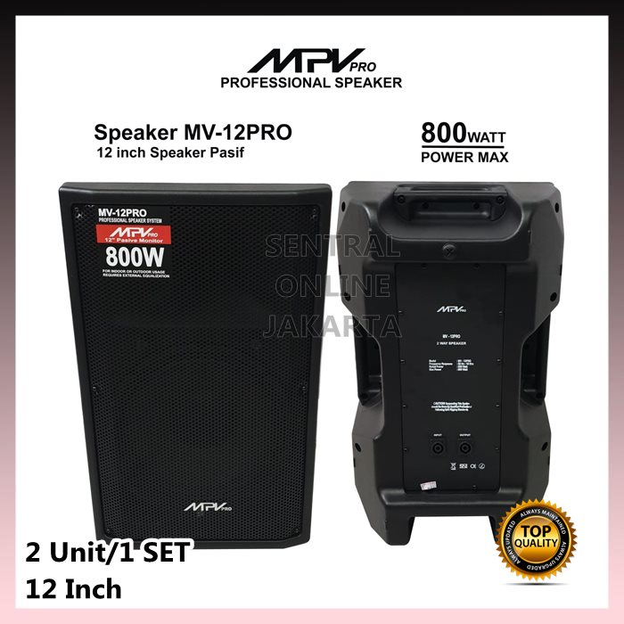 SPEAKER PASIF MPV MV-12PRO 12 Inch 12in 2 Pcs FULL RAM 12inch 1 SET BASS