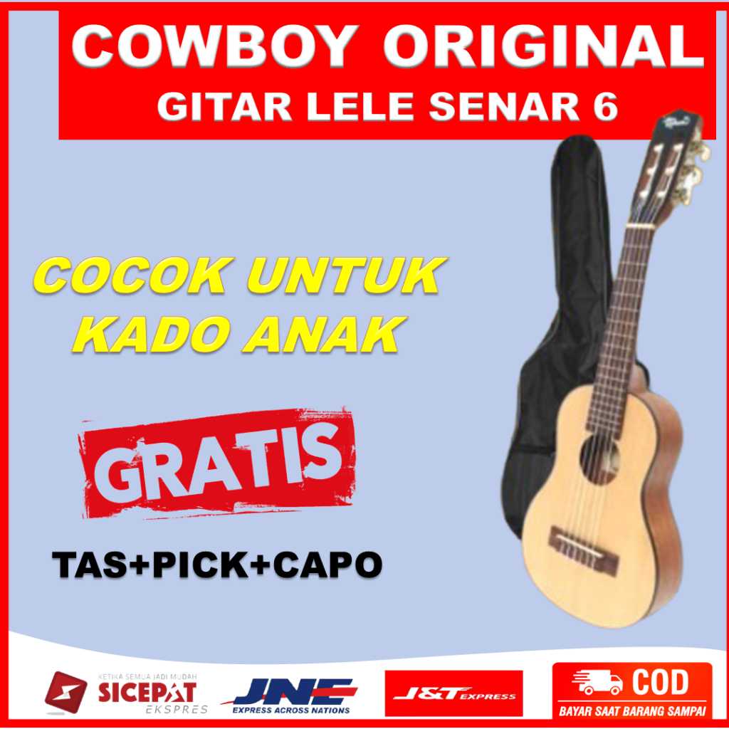 Gitar Mini Kecil Guitalele Gitar Lele Gitarlele Senar 6 Cowboy Original