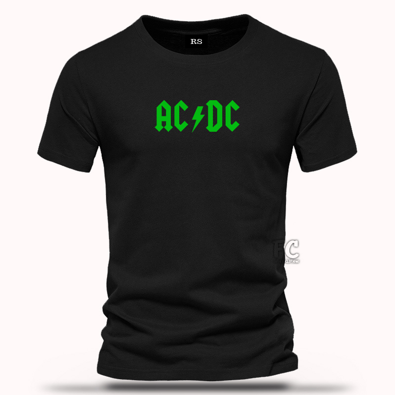 Kaos AC DC Original Kaos Lengan Pendek Cowok-Cewek Sablon Hijau Kaos Katun