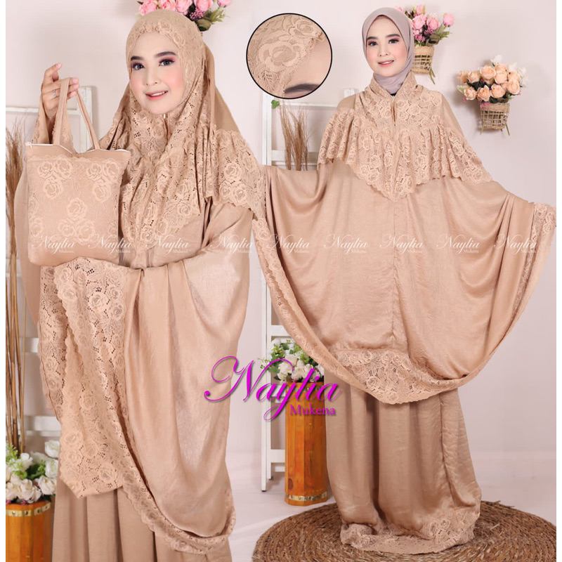 Mukena Dewasa 2 in 1 Santorini Silky Renda Shiren Premium