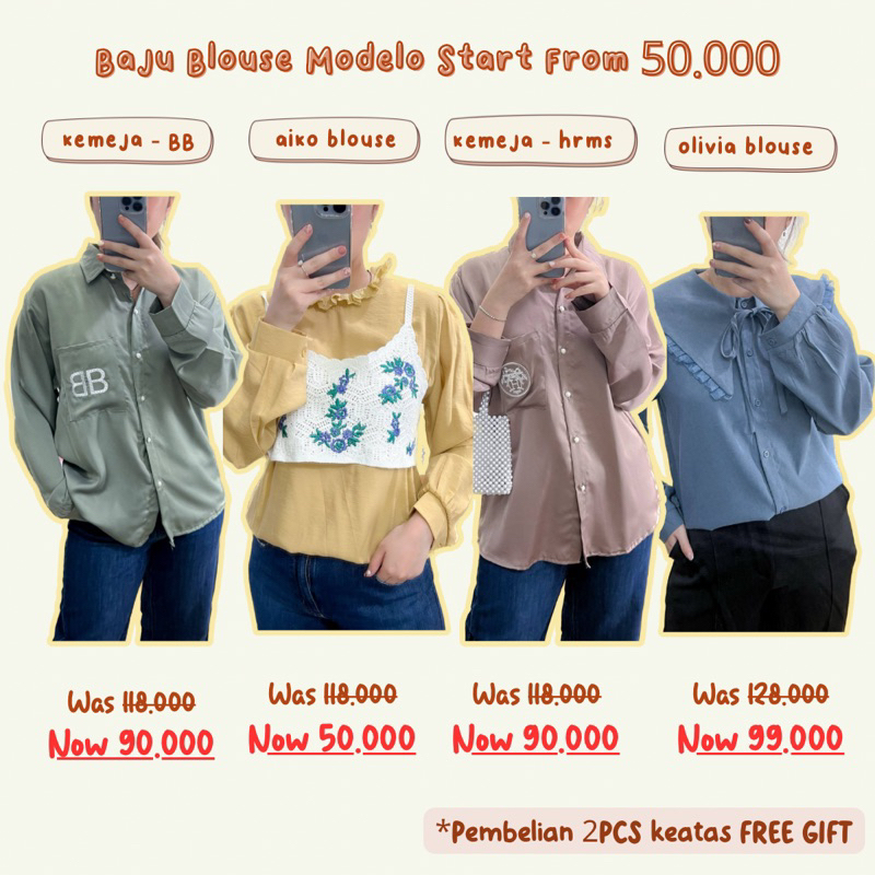 (CUCI GUDANG) Blouse Wanita Premium Tebel Murah Meriah - Blus Wanita Cantik Import - Atasan Wanita P