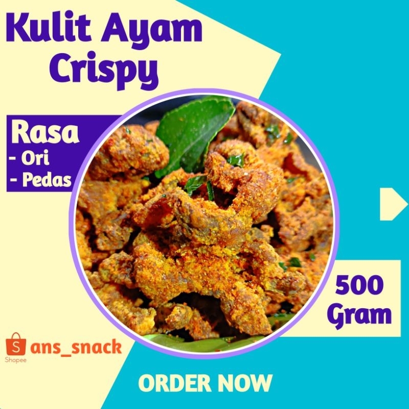 

Termurah!! 1/2 KG Kulit Ayam Crispy Pedas Daun Jeruk & Original