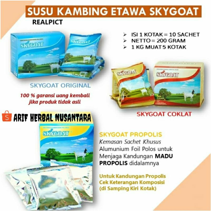 

Susu Kambing Etawa Bubuk Original SKYGOAT 1 Box isi 10 Sachet