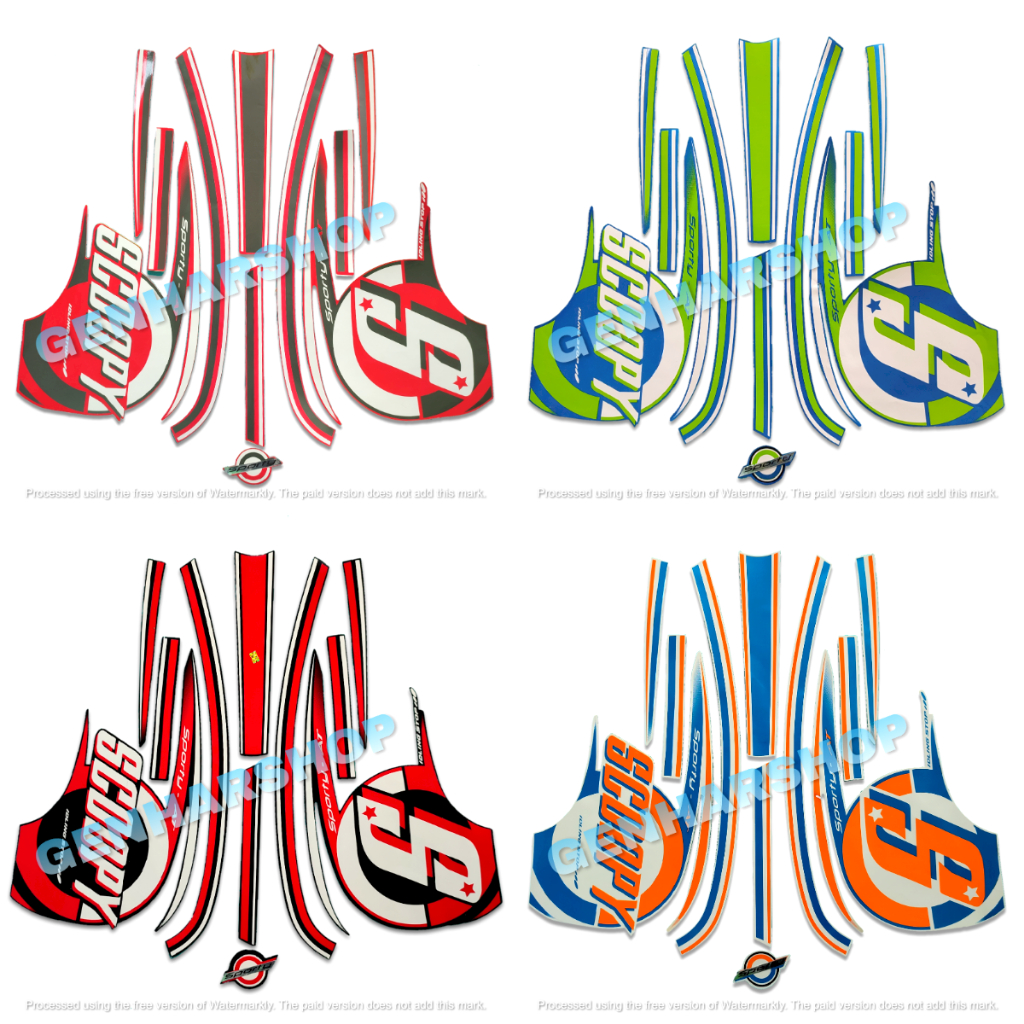 STIKER STRIPING LIS BODY STANDAR MOTOR HONDA SCOOPY SPORTY 2015 SEPASANG FULL SET