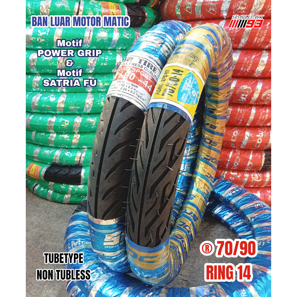 TERMURAH  - BAN LUAR TUBETYPE / NON TUBLES MOTOR MATIC METIC METIK DEPAN [ 70/90 RING 14 ] MOTOR - M