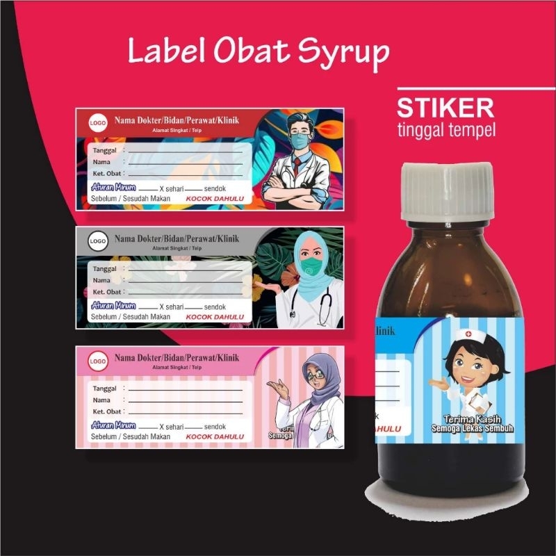 

isi 100 pcs Label Obat Sirup/Etiket Sirup/Label Obat Custom Nama