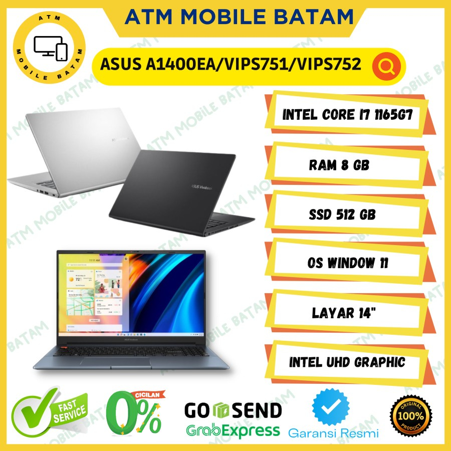 ASUS VIVOBOOK 14 A1400EA i7-1165G7 8GB 512GB SSD 14"FHD W11 OHS