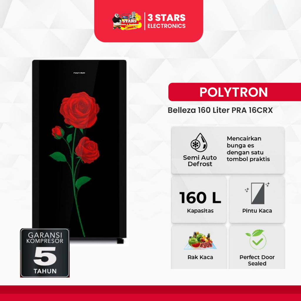 [NEW TYPE] KULKAS 1 PINTU POLYTRON PRA 16 CRX GLASS DOOR