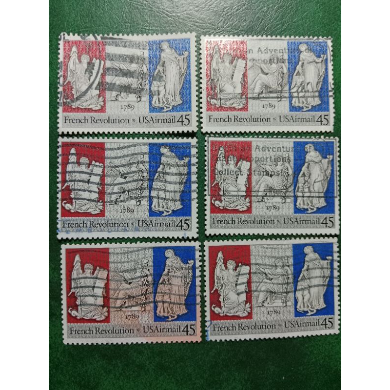 

Prangko USA Airmail 45 French Revolution 6 Pcs Used