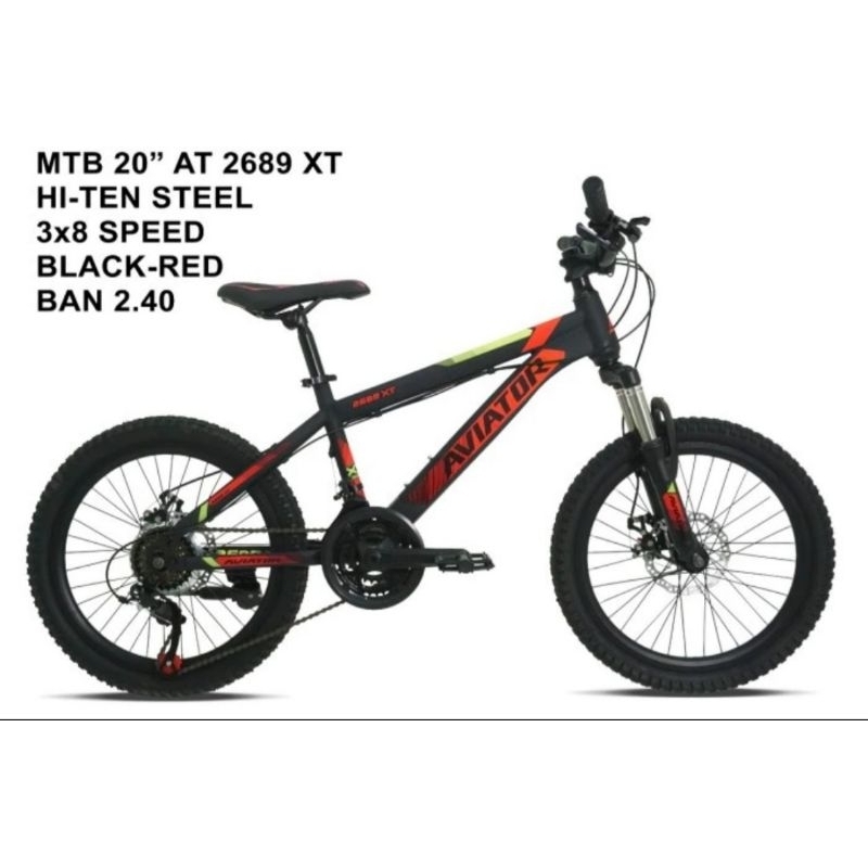 Sepeda MTB AVIATOR 20 inch - BLACK ORANGE
