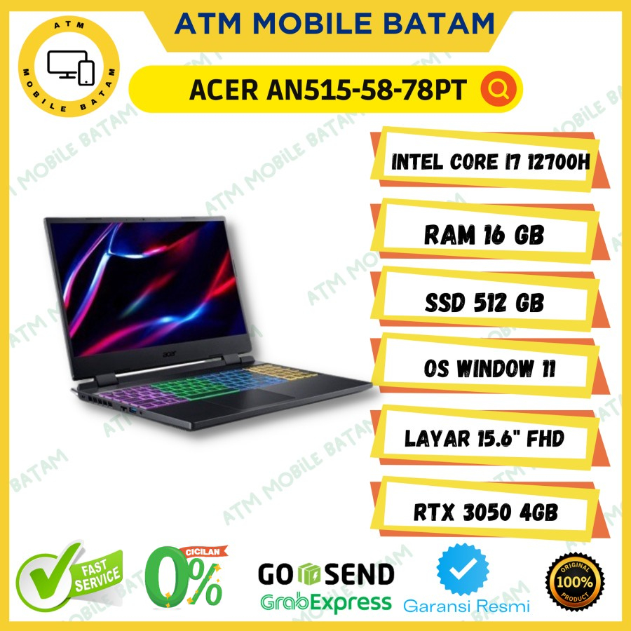 Acer Nitro 5 AN515-58-78PT /Core i7-12700H/16GB/512GB SSD/RTX3050 4GB