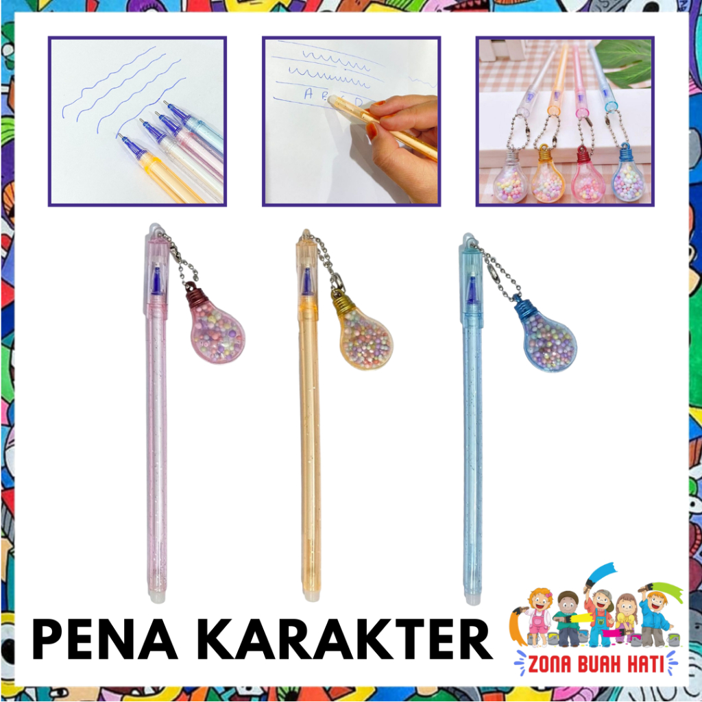 

ZBH Pena Gantungan Bohlam Lampu Unik Blue Ink Gel Bisa di Hapus bolpen warna pastel glitter cute Bola Salju Warna Warni Alat Tulis Sekolah Kantor Souvenir