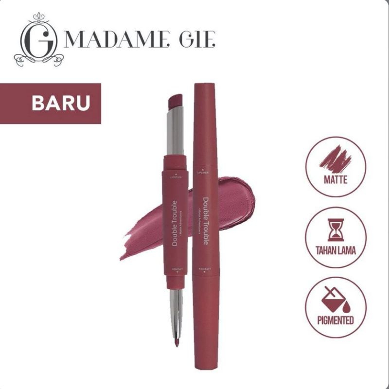(TERMURAH) Madame Gie Double Trouble Lipliner Matte - Madame Gie Lipcream+Lip Liner - Madame Gie Lip