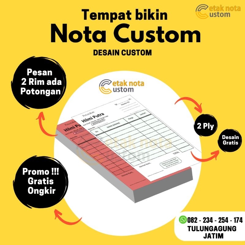

Cetak Nota 2 ply 1/2 folio, 1/3 folio, 1/4 folio, 1/6 folio, 1/8 folio