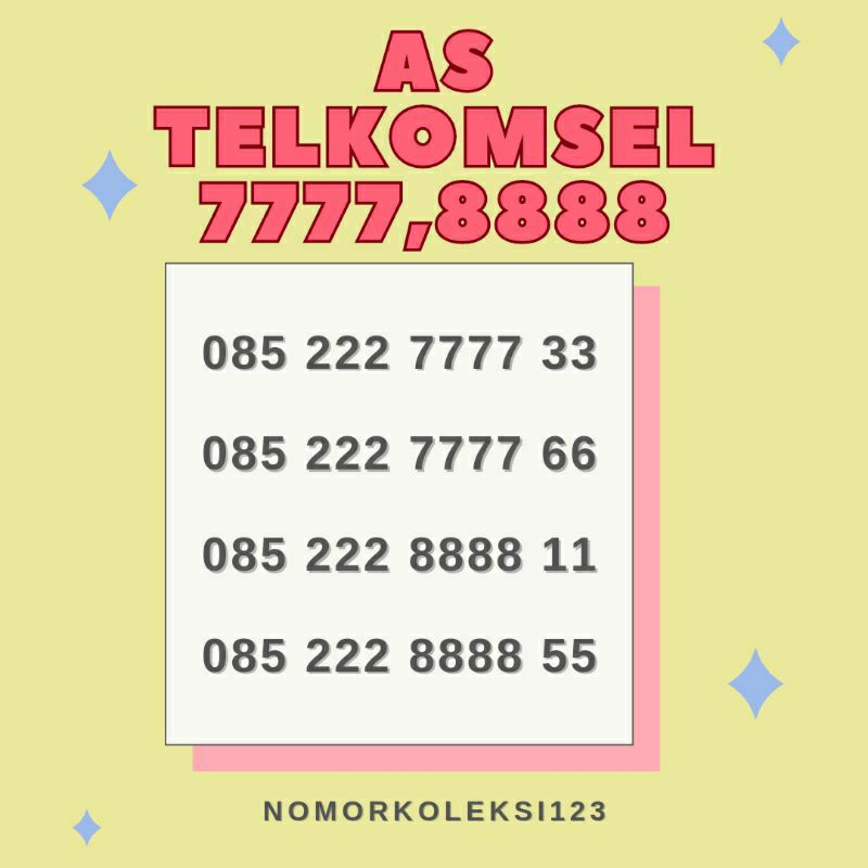 nomor cantik telkomsel 7777, 8888 nomor cantik as