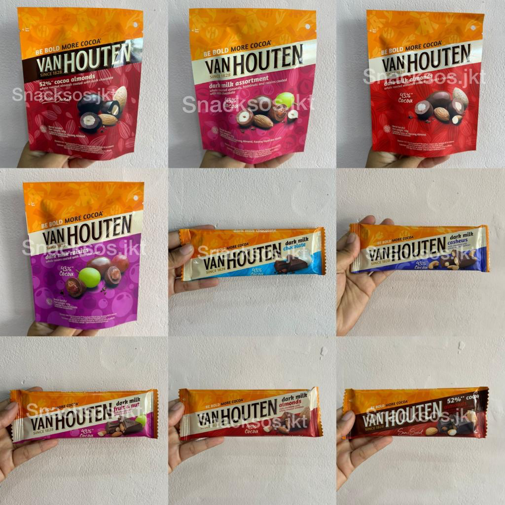 

VAN HOUTEN DARK MILK COCOA CHOCOLATE ALMONDS / FRUIT & NUT / ASSORTMENT / CASHEWNUT / 52% COCOA / DARK MILK RAISIN