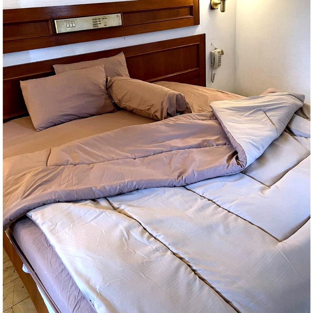 Bedcover TwoTone Set Korean Style Milo x Coklat Susu BeSTAR Kumplit Sprei Sarung Bantal/Guling & Tas