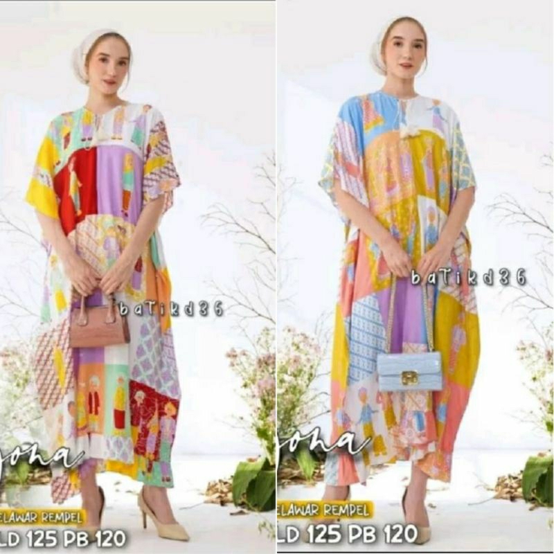 LONGDRESS KAFTAN MEMORIES BU TEJO SEMERBAK BATIK ORIGINAL RAYON PREMIUM DASTER TERBARU DASTER BUMIL 