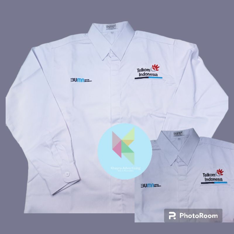 kemeja Bumn Telkom Indonesia seragam bumn Telkom indonesia putih Lengan panjang