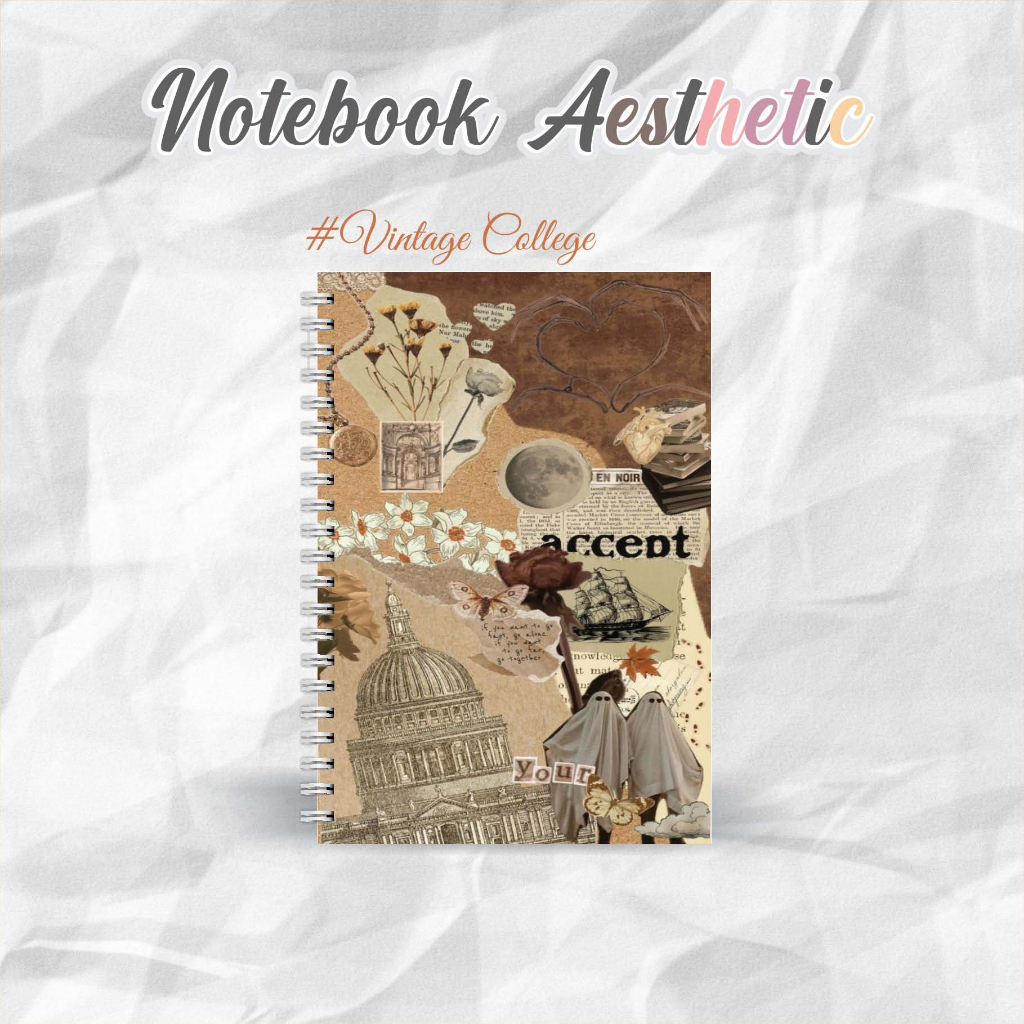 

NOTEBOOK A5 VINTAGE COLLEGE CATATAN/JURNAL BOOKPAPER GRID/KOTAK2#DOTTED/TITIK2#BLANK/POLOS