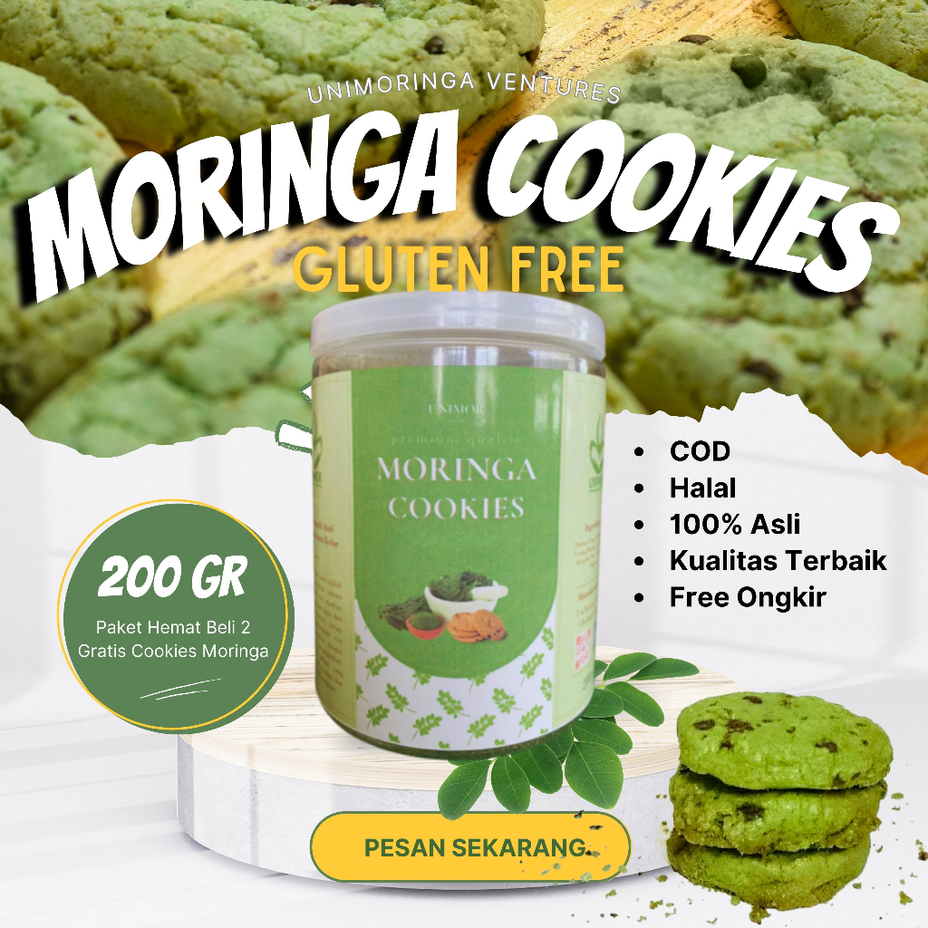 

Unimor MOCO Moringa Cookies Healty Gluten Free | Cemilan Sehat untuk diet | Cookies Sehat | Cookies Kelor Original | Cookies Coklat | Murah | Makanan Pengganti Sayuran | Cookies Ibu Hamil dan Menyusui