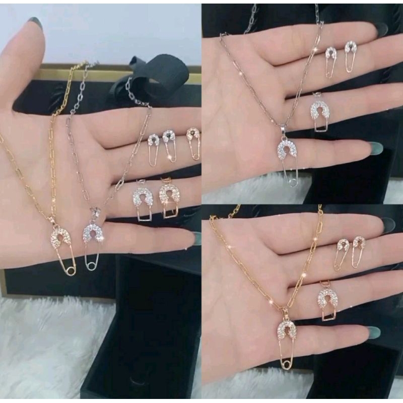 Xuping88 Set Kalung,anting, cincin Luxury wanita titanium Antikarat lapis emas 18k-PENITI