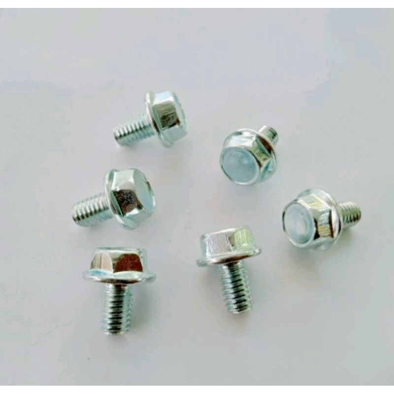 10pcs Baut Flange Baut Mesin M6 6x10 kunci 10 Baut Flange 6x10  Baut Mesin Ukuran 6x10