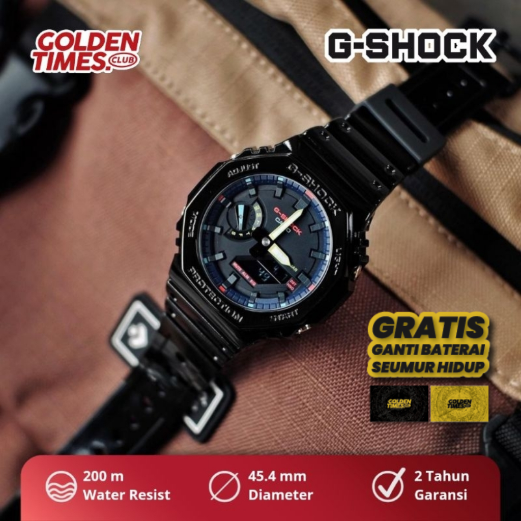 Jam Tangan G-Shock GA-2100RGB-1ADR "Black RGB"BNIB Fullset