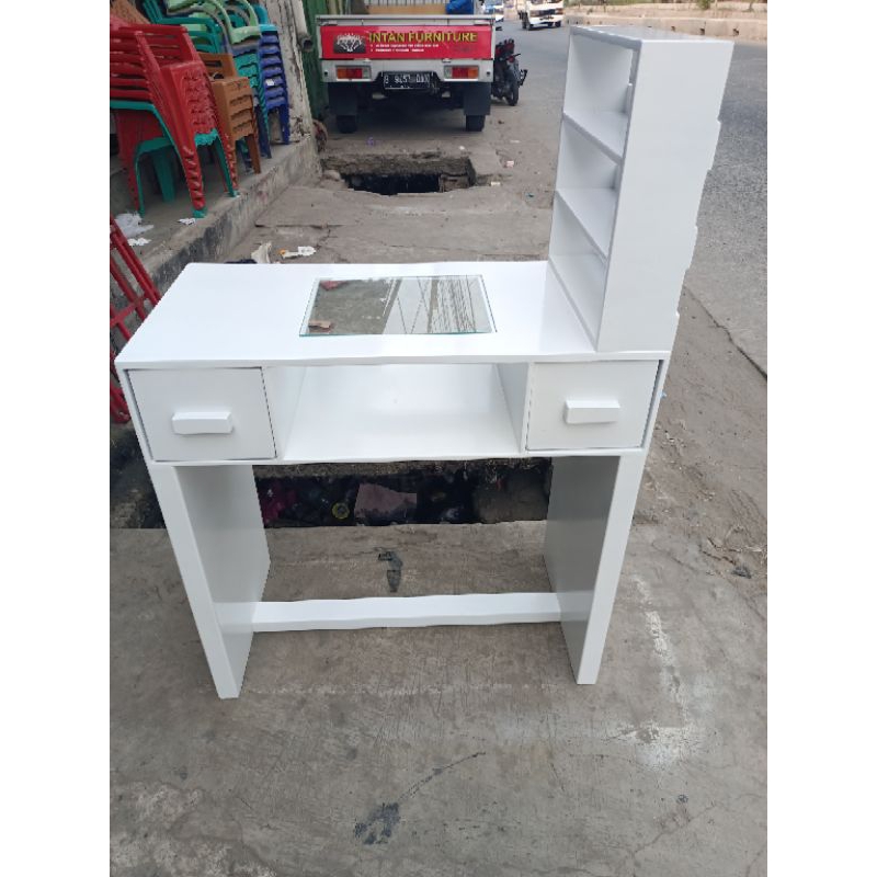 meja rias meja nail art kutek kecantikan salon. laci 2 kaca tembus rak susun 3