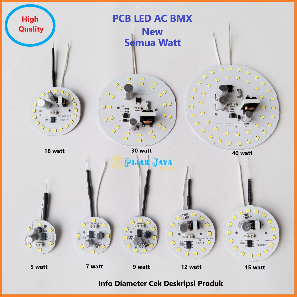 PCB LED AC BMX All Watt 5 7 9 12 15 18 20 25 30 40 Watt DOB Driver Mata LED AC Modul Lampu LED