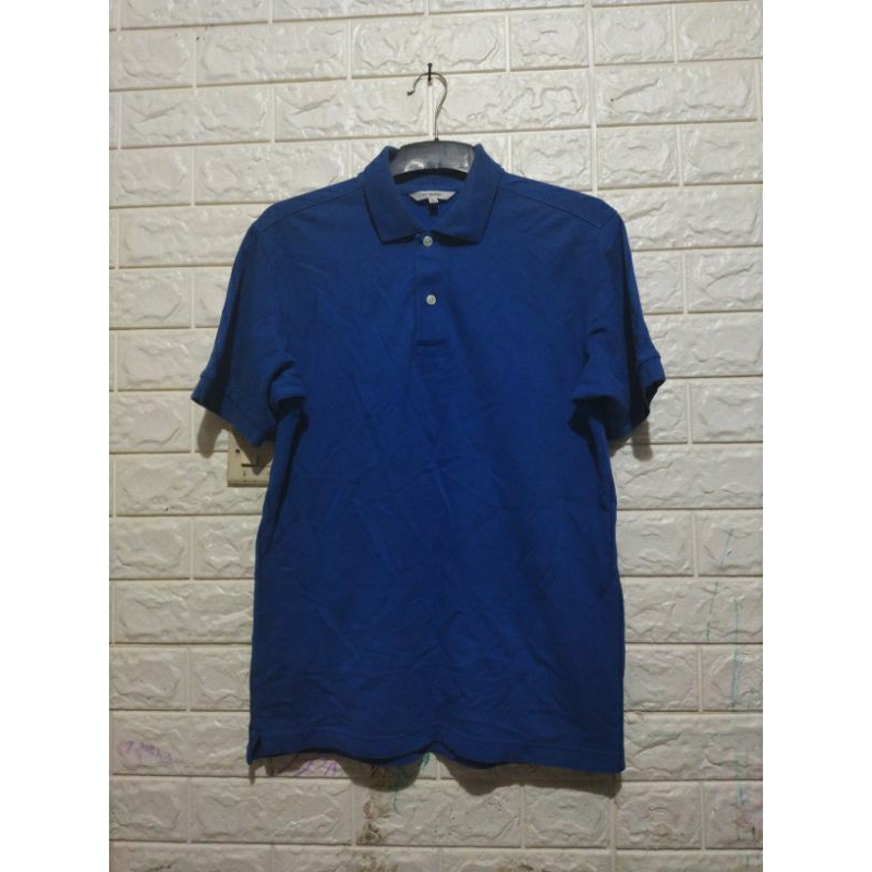 kaos kerah uniqlo dry polo shirt biru