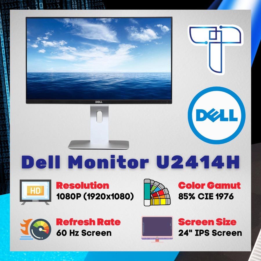Dell U2414H Ultrasharp Monitor - 24" - FHD 1080P - 1920x1080 - IPS