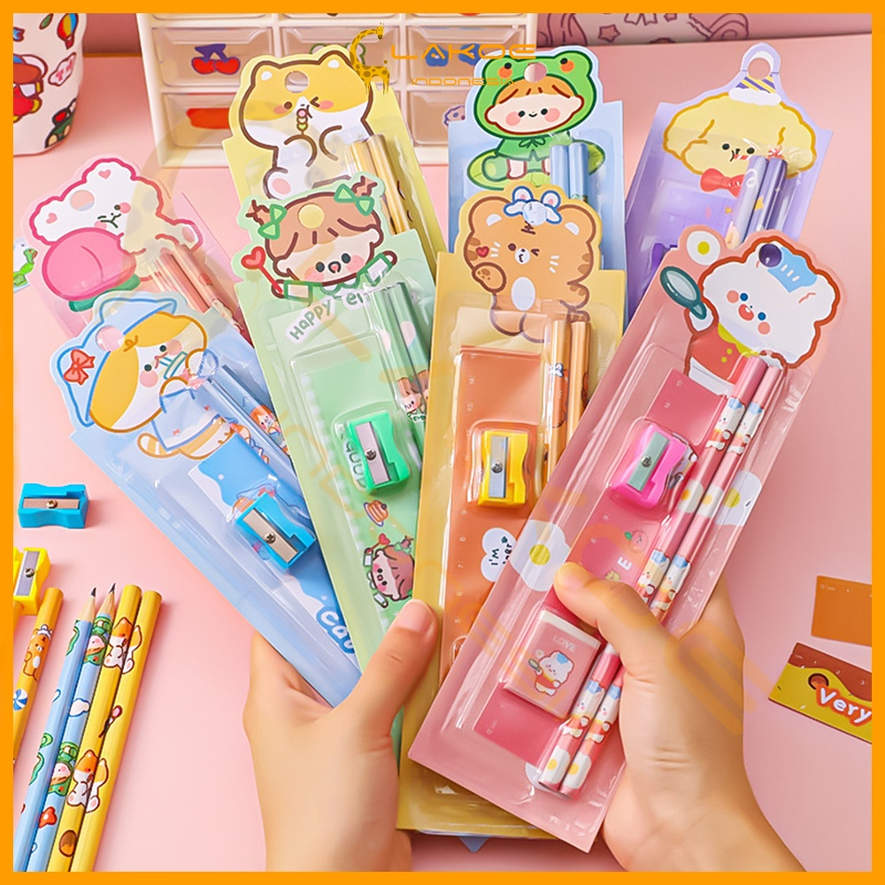 

Mini Stationary Set Alat Tulis anak lucu Pensil set 5in1 Blue