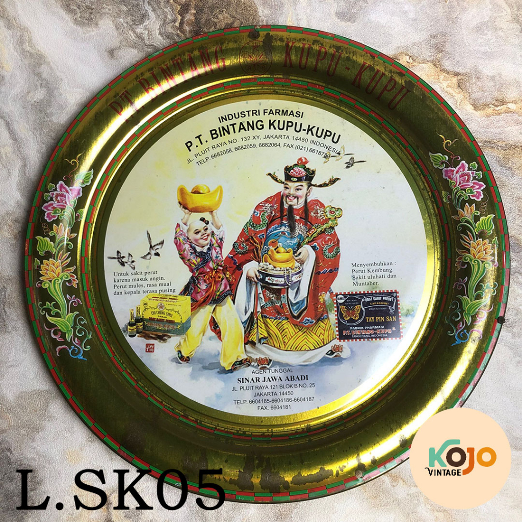 Baki / Nampan Seng Bekas Kalender Harian Jadul Vintage Lawas 1980-an Merk Obat Bintang Kupu - Kupu O