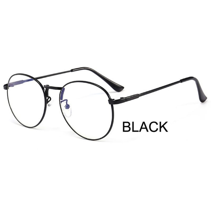 RG Kacamata Feishini Kacamata Pria Wanita Round Frame Keren Kekinian - Black